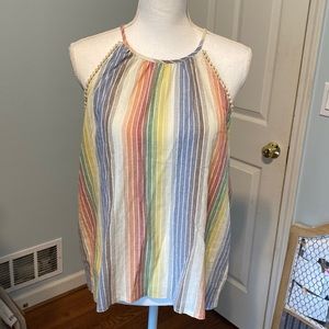 For The Republic Pom Pom Halter Tank Top - Size Large - NWT